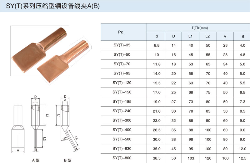 SY(T)壓縮型銅設(shè)備線夾